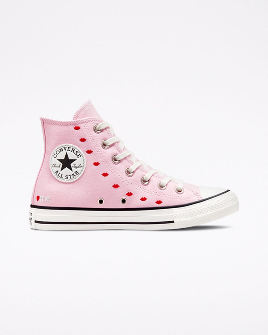 Tenisky Vysoke Converse Chuck Taylor All Star Embroidered Lips Damske Ruzove Biele | SK SUBDI8